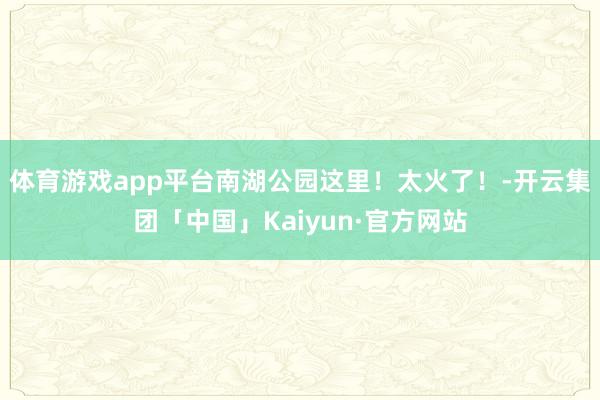 体育游戏app平台南湖公园这里！太火了！-开云集团「中国」Kaiyun·官方网站