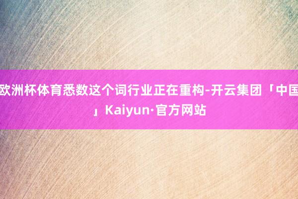 欧洲杯体育悉数这个词行业正在重构-开云集团「中国」Kaiyun·官方网站