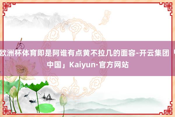 欧洲杯体育即是阿谁有点黄不拉几的面容-开云集团「中国」Kaiyun·官方网站