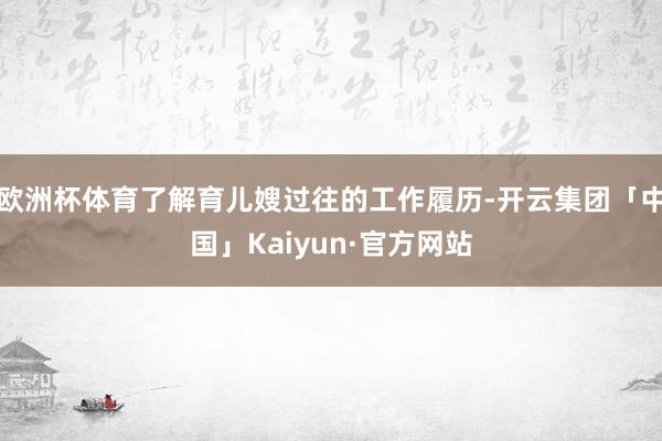 欧洲杯体育了解育儿嫂过往的工作履历-开云集团「中国」Kaiyun·官方网站