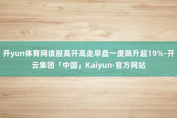 开yun体育网该股高开高走早盘一度飙升超19%-开云集团「中国」Kaiyun·官方网站