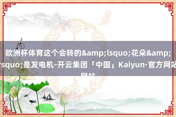 欧洲杯体育这个会转的&lsquo;花朵&rsquo;是发电机-开云集团「中国」Kaiyun·官方网站