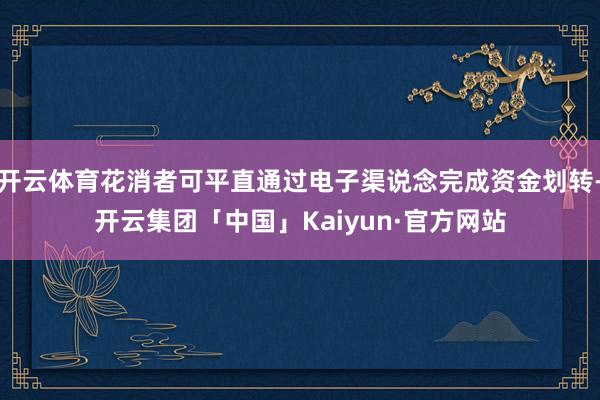 开云体育花消者可平直通过电子渠说念完成资金划转-开云集团「中国」Kaiyun·官方网站