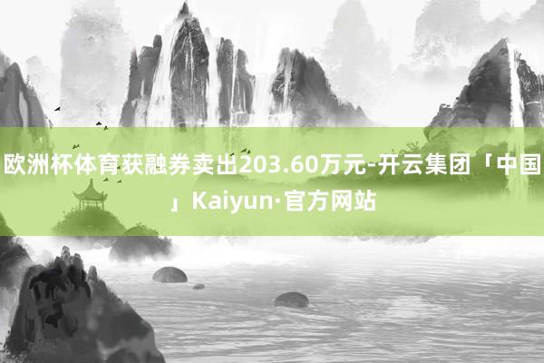 欧洲杯体育获融券卖出203.60万元-开云集团「中国」Kaiyun·官方网站