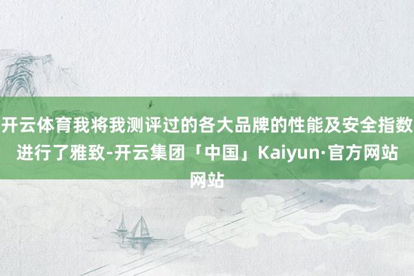 开云体育我将我测评过的各大品牌的性能及安全指数进行了雅致-开云集团「中国」Kaiyun·官方网站