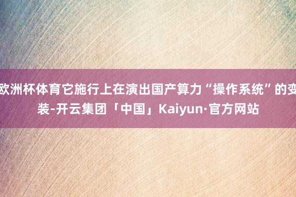 欧洲杯体育它施行上在演出国产算力“操作系统”的变装-开云集团「中国」Kaiyun·官方网站